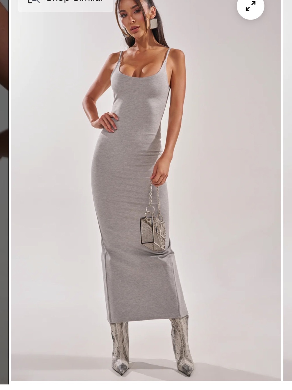AKIRA Sleek Scoop Neck Maxi Dress in Gray